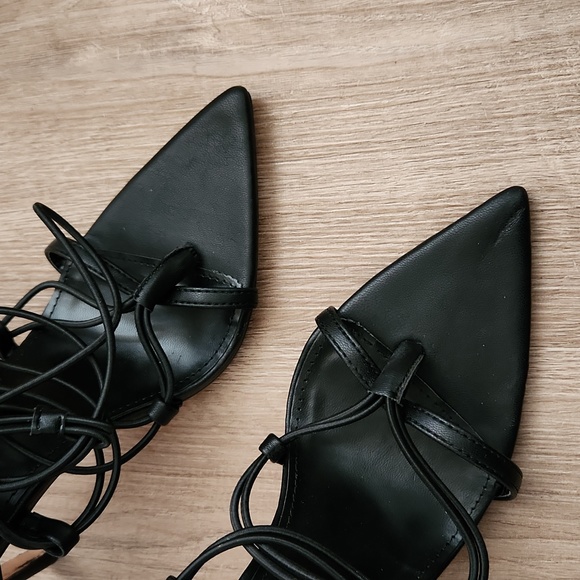 Women's Lemon Drop by Privileged Black Ankle Wrap Heels Sz. 9 - Picture 3 of 4